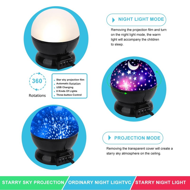 MOKOQI Star Projector Night Lights for Kids, Birthday Gifts for 1-4-6-14 Year Old Girl Boy Kids Bedroom, Glow in The Dark Stars Moon for Child Asleep Peacefully - Image 4